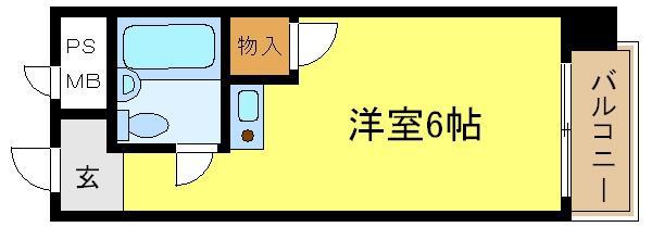 ヴェルドール平野(1K/2階)の間取り写真
