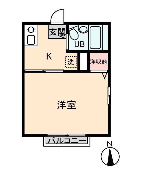 シティハイム アオバハイツ(1K/2階)の間取り写真