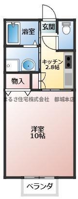 天神ハイツ(1K/2階)の間取り写真