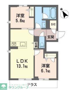 エスバイヤマセ(2LDK/1階)の間取り写真