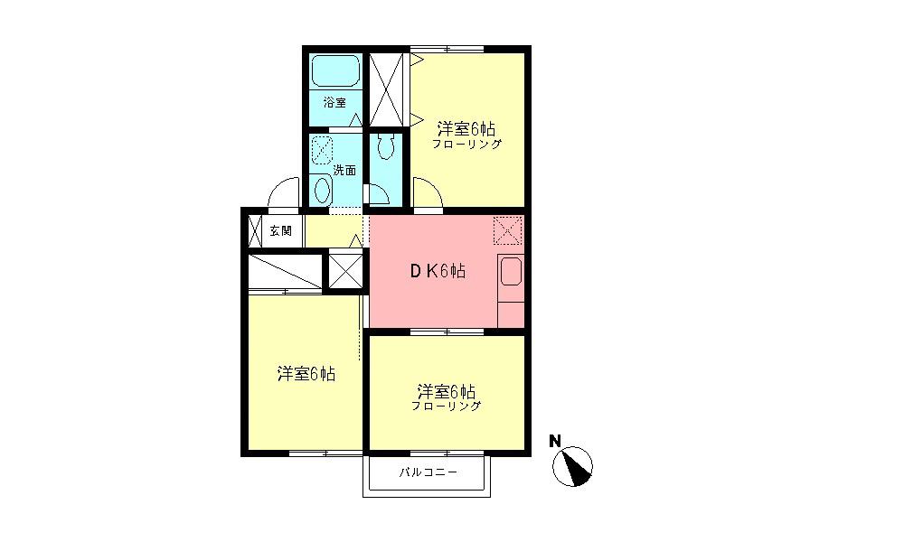サニーハイツ星谷(3DK/2階)の間取り写真