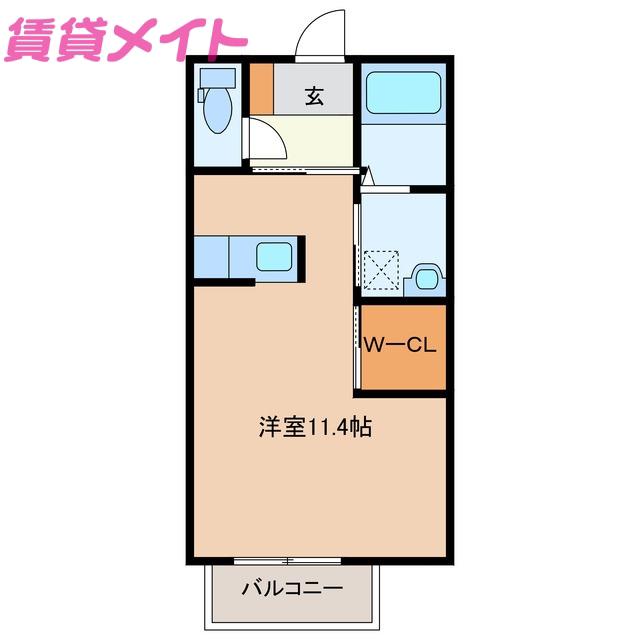 ETERNITY II(ワンルーム/2階)の間取り写真