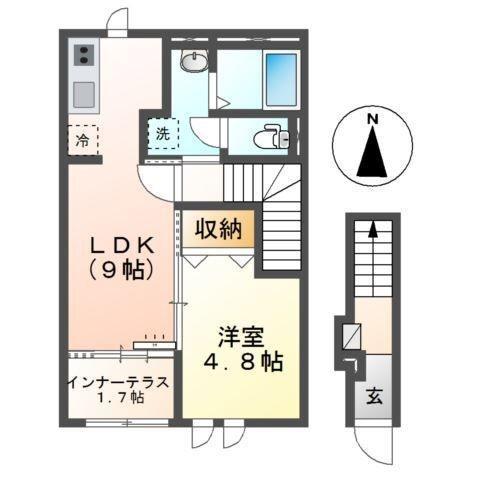 Tー5テラス(1LDK/2階)の間取り写真