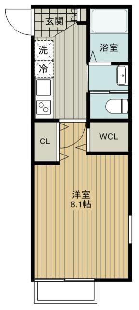 ドメーヌ朝霞(1K/1階)の間取り写真