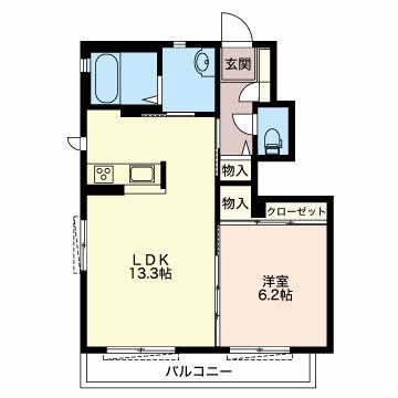 コンフォール新加納 B棟(1LDK/1階)の間取り写真