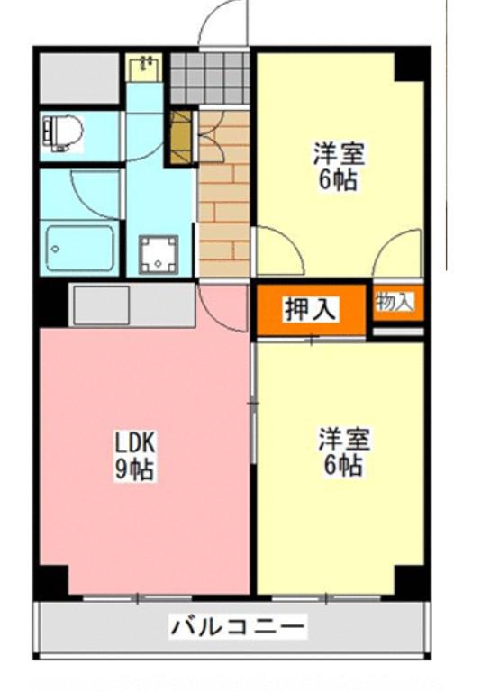 AKビル(2LDK/3階)の間取り写真
