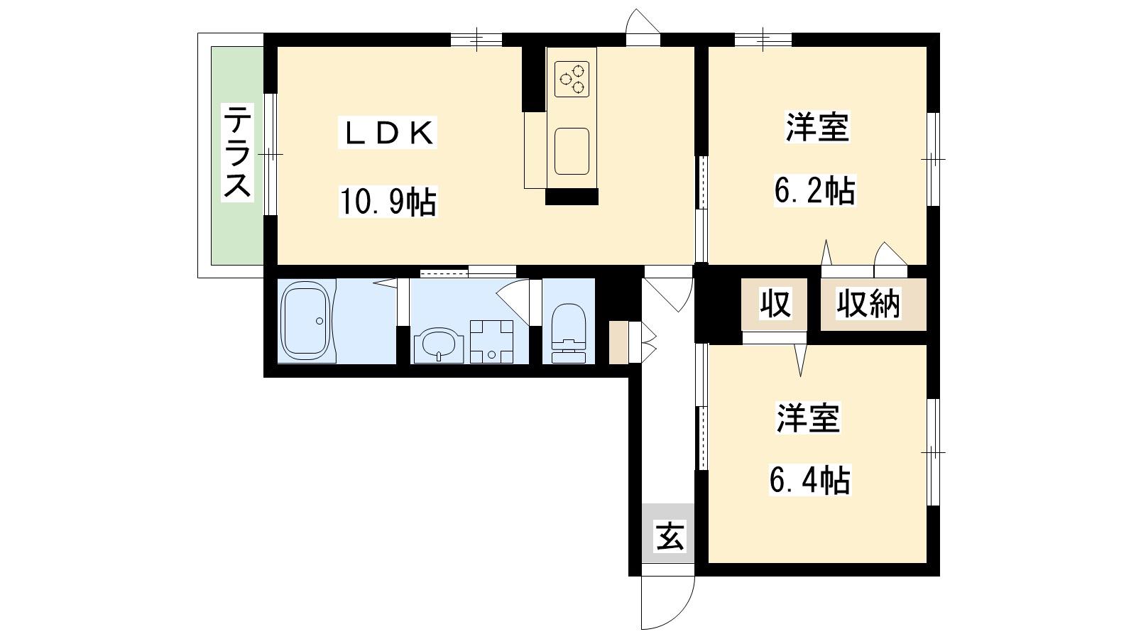 シャーメゾンクレシア(2LDK/1階)の間取り写真