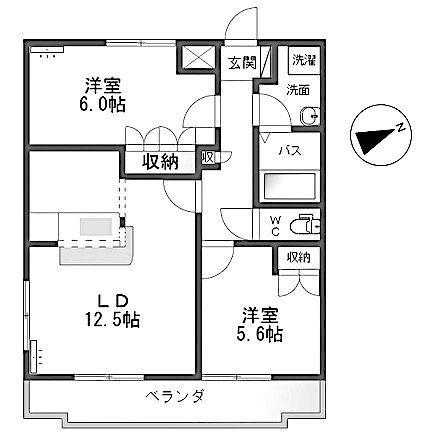 LONG HILLS(2LDK/1階)の間取り写真