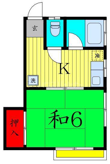 丸永コーポ(1K/1階)の間取り写真