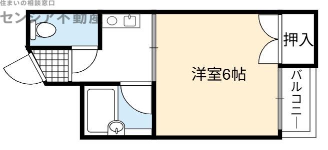 グリーンブリッジB(1K/4階)の間取り写真