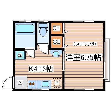 第7コーポ森(1DK/1階)の間取り写真