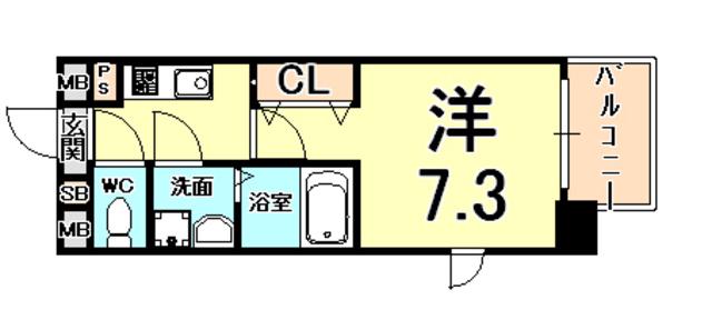 アーバングリーン甲子園(1K/10階)の間取り写真