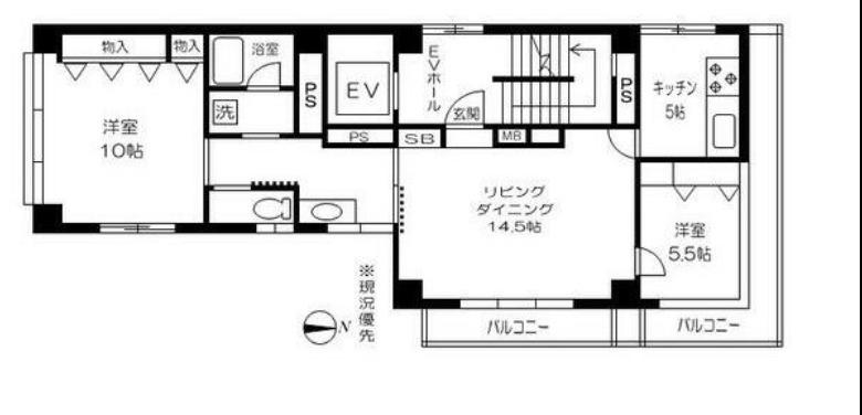 リバティイントーキョー(2LDK/6階)の間取り写真