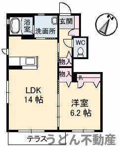 プリマ・メゾン 1番館(1LDK/1階)の間取り写真