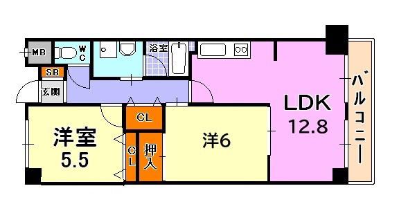 ニックアサヒ(2LDK/3階)の間取り写真