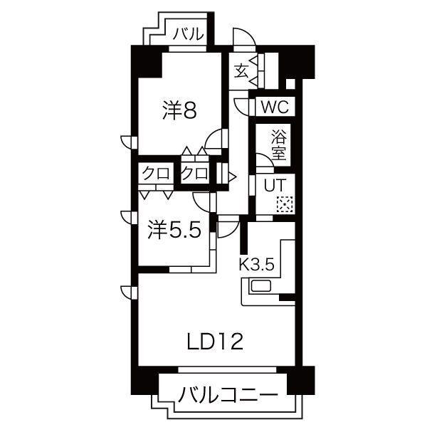 戸部マンション 本館(2LDK/1階)の間取り写真
