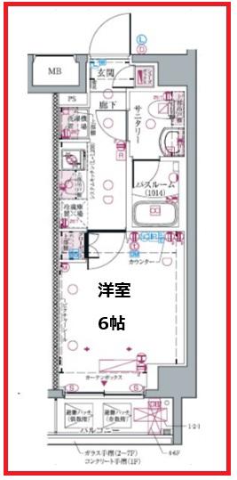 ハイズ新小岩(1K/6階)の間取り写真