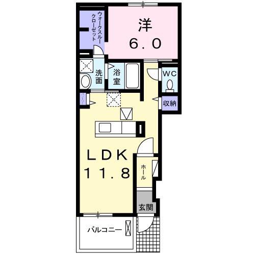エスポワールI(1LDK/1階)の間取り写真