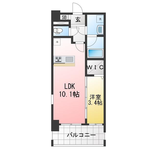 エスティメゾン川口(1LDK/4階)の間取り写真