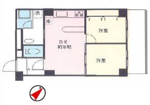 カルム本郷(2DK/3階)の間取り写真