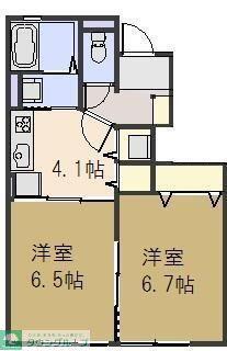 ビアンキ花崎A棟(2K/1階)の間取り写真