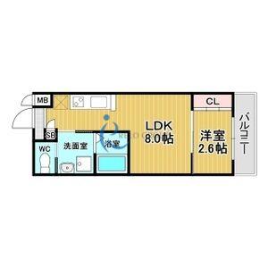 リアコート北田辺II(1LDK/3階)の間取り写真