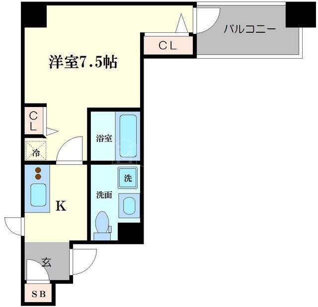 エステムコート北堀江(1K/3階)の間取り写真