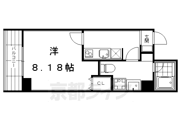 フォース二条城東(1K/5階)の間取り写真