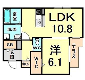 LA VALEUR伊丹(1LDK/1階)の間取り写真