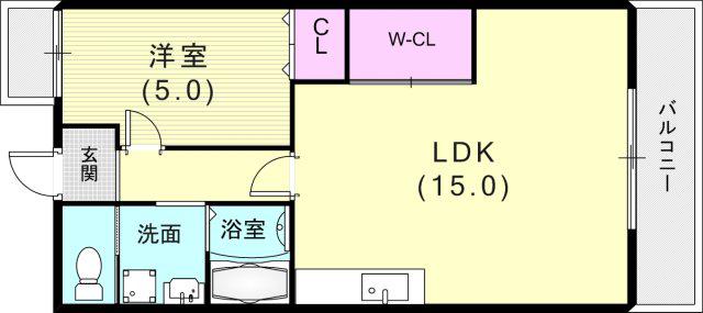 プラージュ御崎(1LDK/3階)の間取り写真