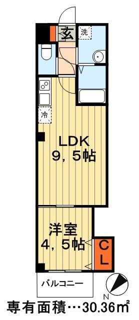 GUARDIAN(1LDK/4階)の間取り写真