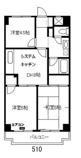 シャトーサンハイム(3DK/5階)の間取り写真