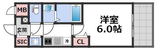 プレサンス玉造駅前(1K/9階)の間取り写真