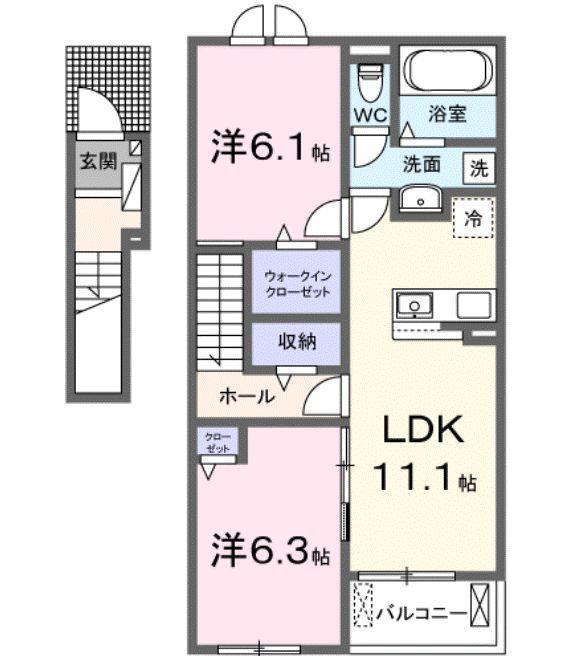 R.N.P レジデンスW II(2LDK/2階)の間取り写真