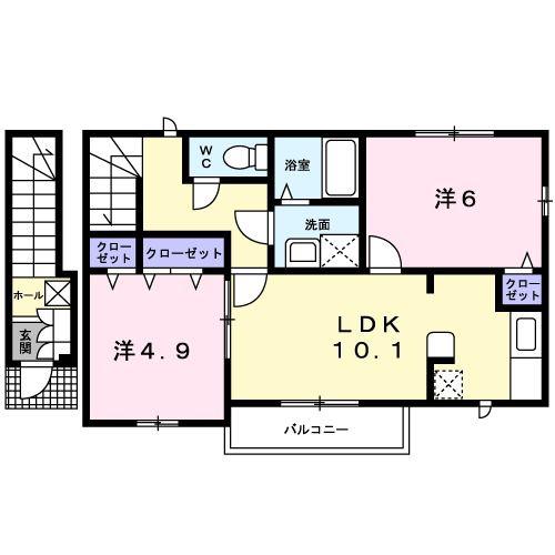 ピュアメゾン(2LDK/2階)の間取り写真