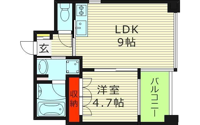 リヴクレール鴫野(1LDK/4階)の間取り写真