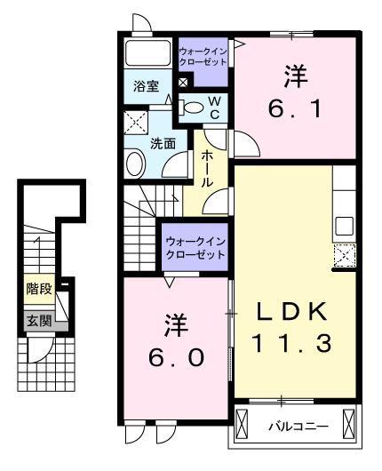スマート アメジスタ(2LDK/2階)の間取り写真