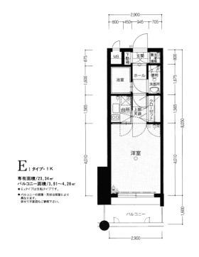 エステートモア天神STUDIO(1K/4階)の間取り写真