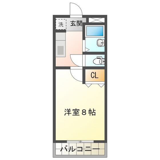 八田ハイツ(1K/2階)の間取り写真