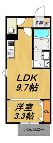 LE COCON 春日井II(1LDK/3階)の間取り写真
