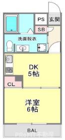 FUKUE BLD(1DK/2階)の間取り写真