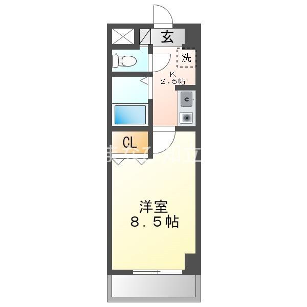 A・CITY朝日町(1K/2階)の間取り写真