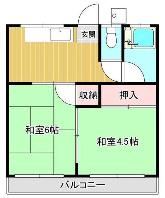 ダイヤハイツ(2K/2階)の間取り写真