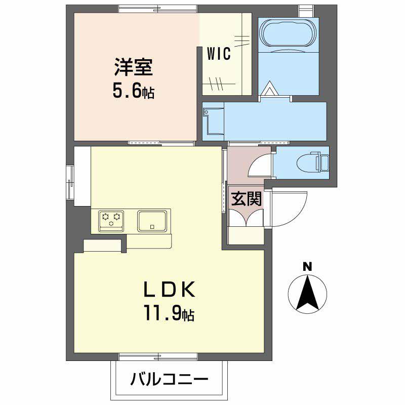 フレグランス広畑C(1LDK/2階)の間取り写真