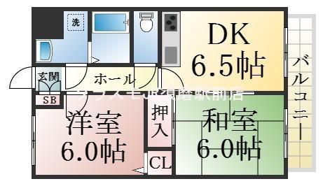 メゾンドルミエール妙法寺(2DK/4階)の間取り写真