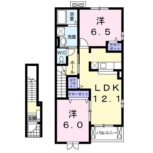 マーガレット・ウエストI(2LDK/2階)の間取り写真