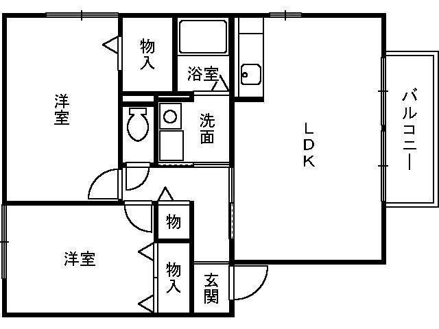 グランディールエフ(2LDK/2階)の間取り写真