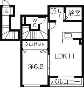 文水弐番館(1LDK/2階)の間取り写真