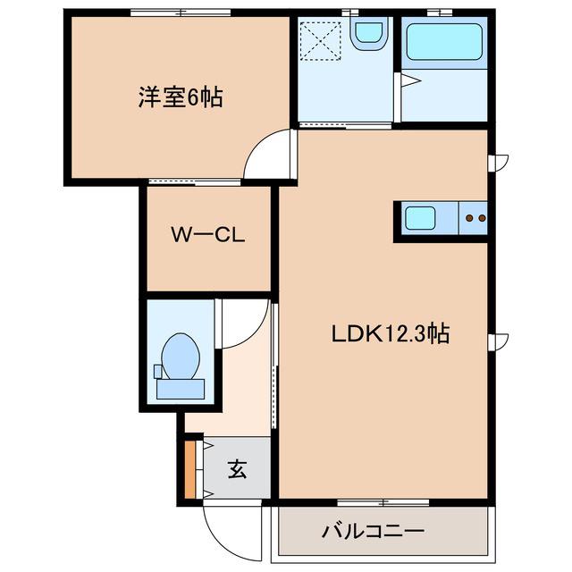 チロリンシティB(1LDK/1階)の間取り写真