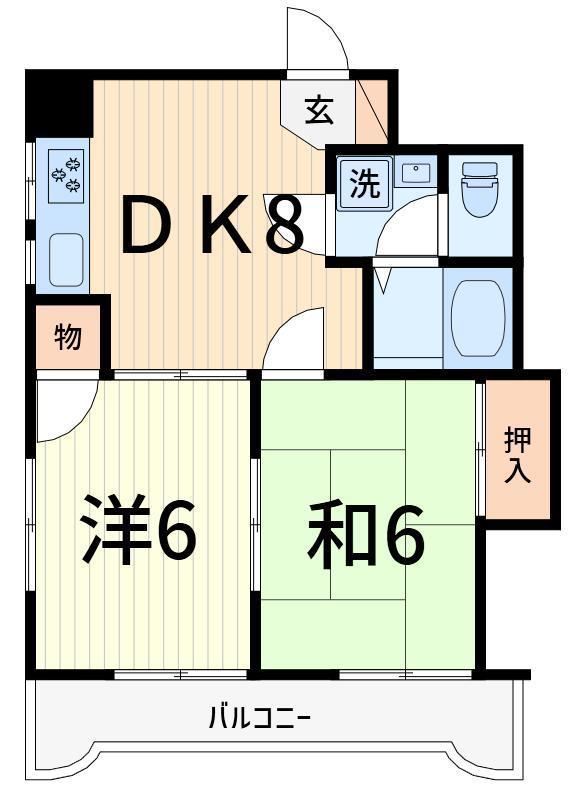 星野ビル(2DK/5階)の間取り写真